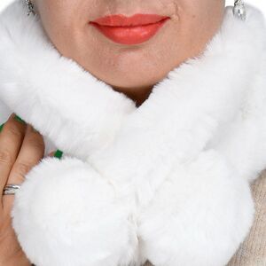 White Faux Fur Polyester Scarf